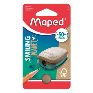 Taille-crayons PULSE SMILING PLANET en bois FSC - 1 trou Maped